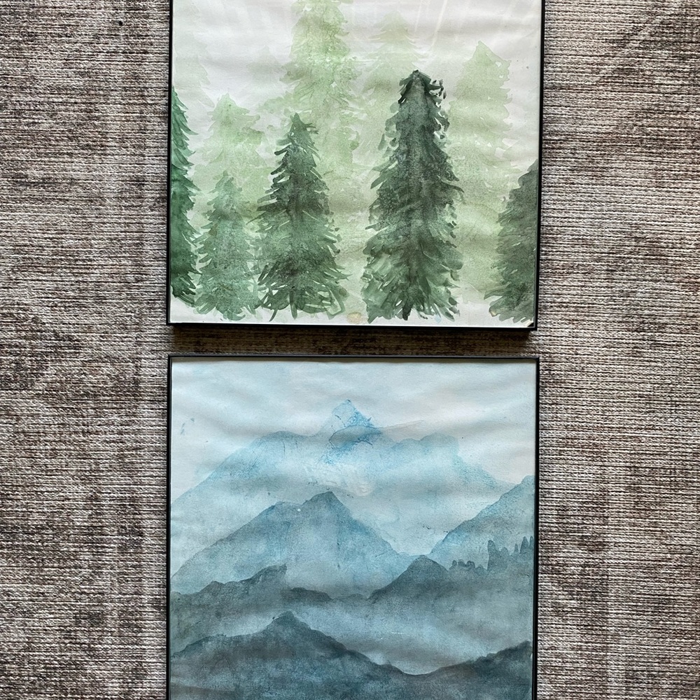 2 original watercolor paintings framed